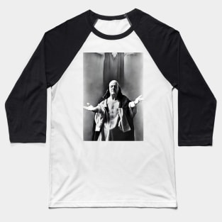 Black and White Cyberpunk Aleister Crowley The Christ of Thelema painted in a Surrealist and Impressionist style Baseball T-Shirt